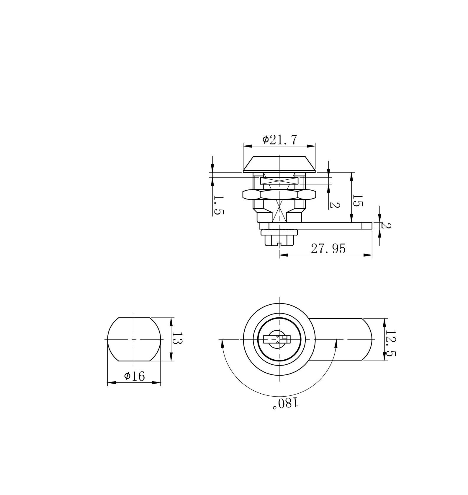 safe mini metal cam lock with flat key MK104-12 - Self-Service Kiosk Lock - 1