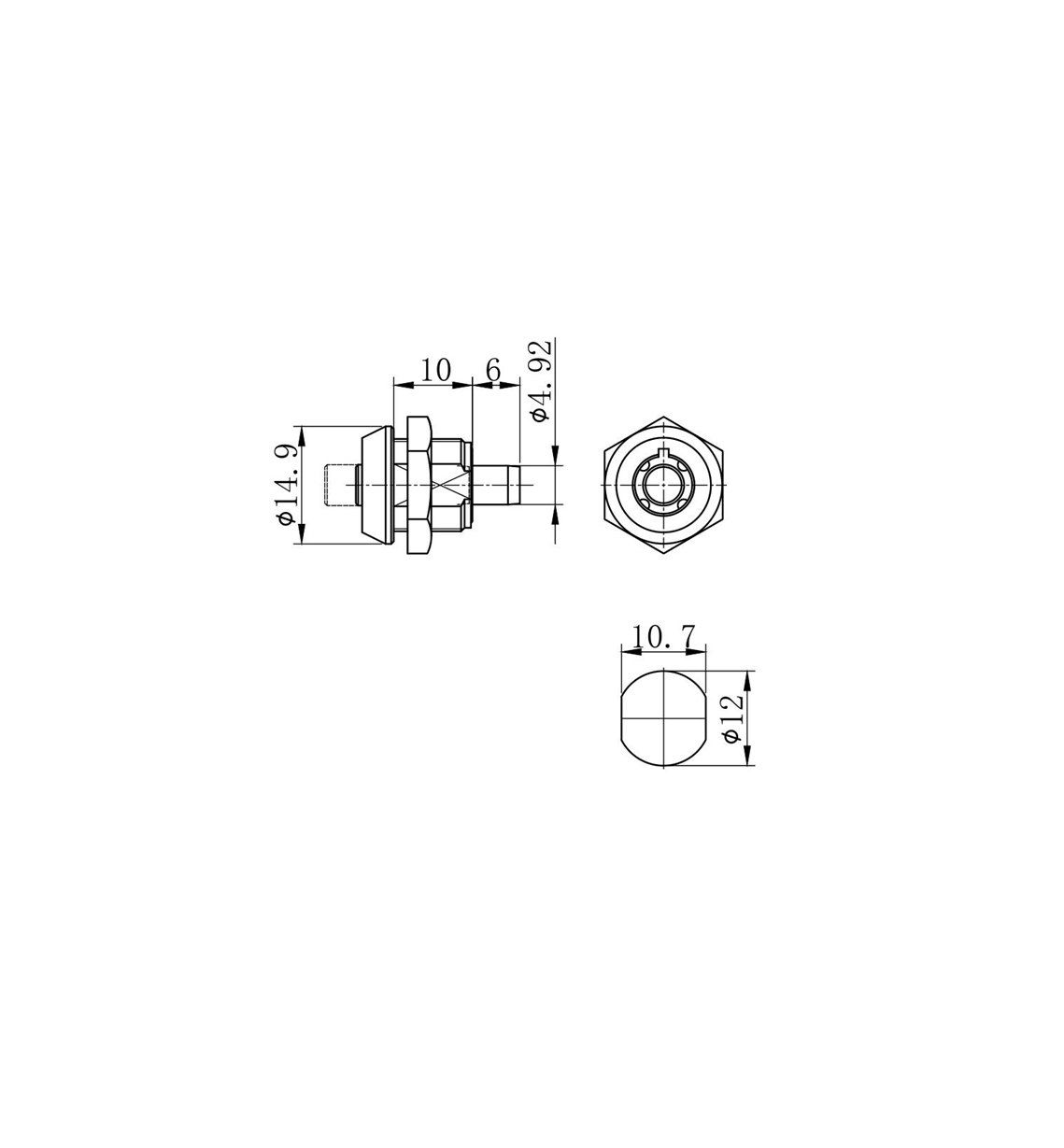 Small Push Cylinder AD Showcase Lock MK502-11 - Tablet Stand Lock - 1