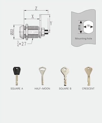 25MM Disc lock system cam lock MK102BL - ATM/CDM Lock - 2